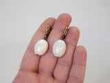 Large Shell Pearl Hoop Earrings