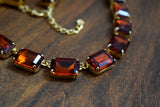Madeira Topaz Aurora Crystal Collet Necklace - Large Octagon