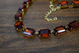 Madeira Topaz Aurora Crystal Collet Necklace - Large Octagon