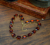 Madeira Topaz Aurora Crystal Collet Necklace - Large Octagon