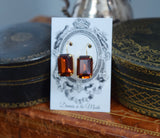 Madeira Topaz Aurora Crystal Earrings - Large Octagon
