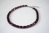 Dark Purple Crystal Collet Necklace - Small Octagon