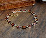 Madeira Topaz Aurora Crystal Necklace - Crown Setting - Large Octagon