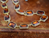 Madeira Topaz Aurora Crystal Necklace - Crown Setting - Large Octagon