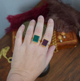 Large Green Onyx and Vermeil Ring