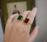 Large Green Onyx and Vermeil Ring