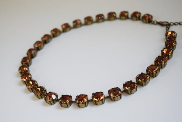 Colorado Topaz Swarovski Crystal Collet Necklace - Small Round
