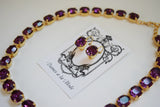 Amethyst Purple Swarovski Collet Necklace - Small Oval
