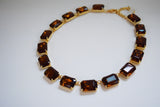 Brown Topaz Crystal Collet Necklace | Large Octagon Riviere