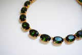 Green Tourmaline Crystal Collet Necklace - Large Oval