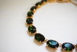 Green Tourmaline Crystal Collet Necklace - Large Oval