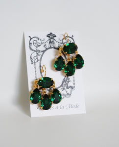 Girandole Earrings - Large Pear Swarovski Emerald