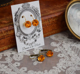 Orange Swarovski Earrings - Small Round - SALE