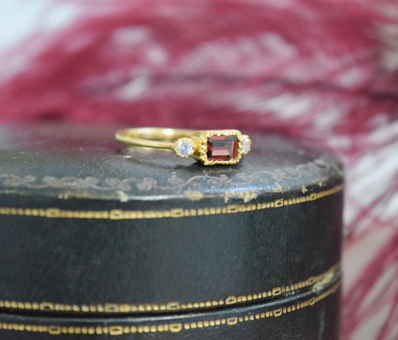 Garnet and White Topaz Vermeil Ring