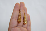 Gold Filigree Teardrop Earrings - Victorian Era