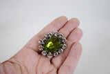Olive Green Crystal Cluster Brooch