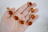 Madeira Topaz Swarovski Crystal Collet Necklace - Large Oval