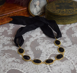 18th Century Black Onyx Crown Necklace - Extra Large Oval