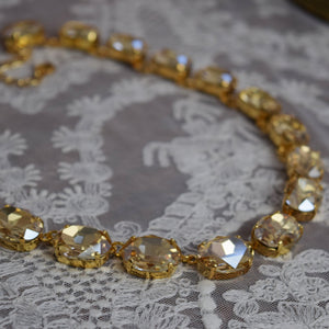 Light Colorado Topaz Aurora Crystal Collet Necklace - Large Oval