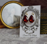 Dark Red Garnet Earring - Large Teardrop