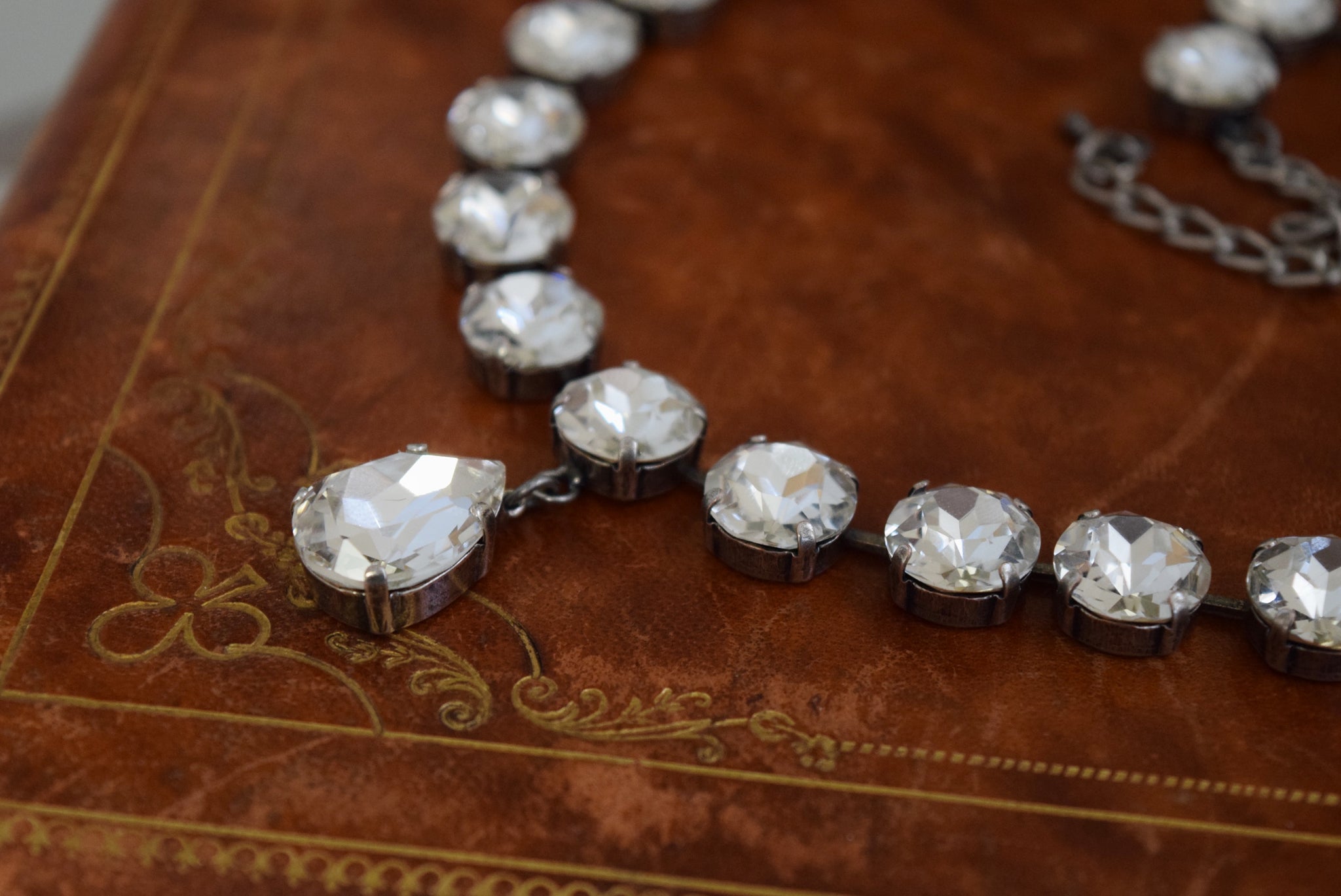 Diamond sales collet necklace