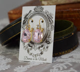 Blush Pink Crystal Earrings - Large Oval 2 stone