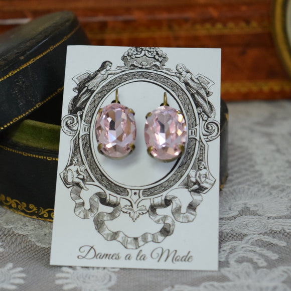 Ivory blush pink crystal earrings for brides and weddings