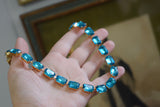 Bright Aqua Blue Aurora Crystal Necklace - Medium Octagon