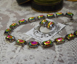 Rainbow Aurora Crystal Collet Necklace - Large Octagon
