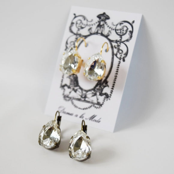 Clear Crystal Teardrop Earring