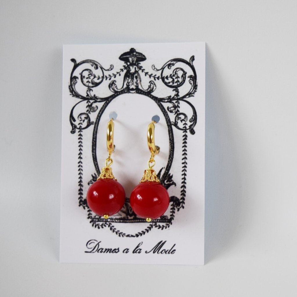Red Coral Earrings Dames a la Mode