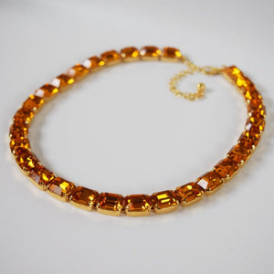 Orange Topaz Collet Necklace - Small Octagon