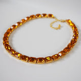 Orange Topaz Collet Necklace - Small Octagon