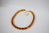 Orange Topaz Collet Necklace - Small Octagon
