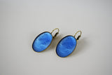 Blue Glass Cameo Earrings - Extra Large Ovals