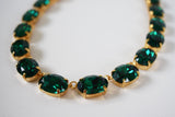 Emerald Green Swarovski Crystal Collet Necklace - Large Oval