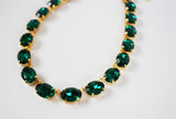 Emerald Green Swarovski Crystal Collet Necklace - Large Oval