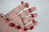 Rose Pink Collet Necklace - Medium Octagon