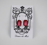 Rose Pink Swarovski Crystal Earrings - Medium Octagon