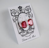 Rose Pink Swarovski Crystal Earrings - Medium Octagon