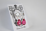 Fuchsia Pink and Crystal Teardrop Earrings