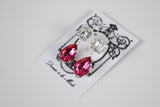 Fuchsia Pink and Crystal Teardrop Earrings