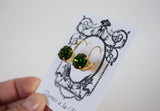Green Tourmaline Sapphire Swarovski Crystal Earrings - Small Round