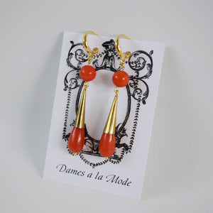 Coral Double Teardrop Earrings