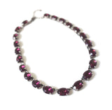 Amethyst Purple Crystal Collet Necklace - Medium Oval