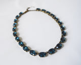 Montana Sapphire Navy Crystal Collet Necklace - Medium Oval