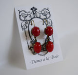 Red Coral Glass Dangles