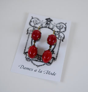 Red Coral Glass Dangles