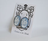 Cameo Earrings - Blue and White Three Graces - Large