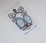 Cameo Earrings - Blue and White Three Graces - Large